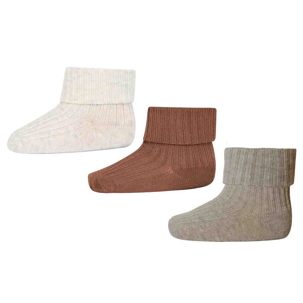 mp Denmark | Bomulds babystrømper 3 pak, brun