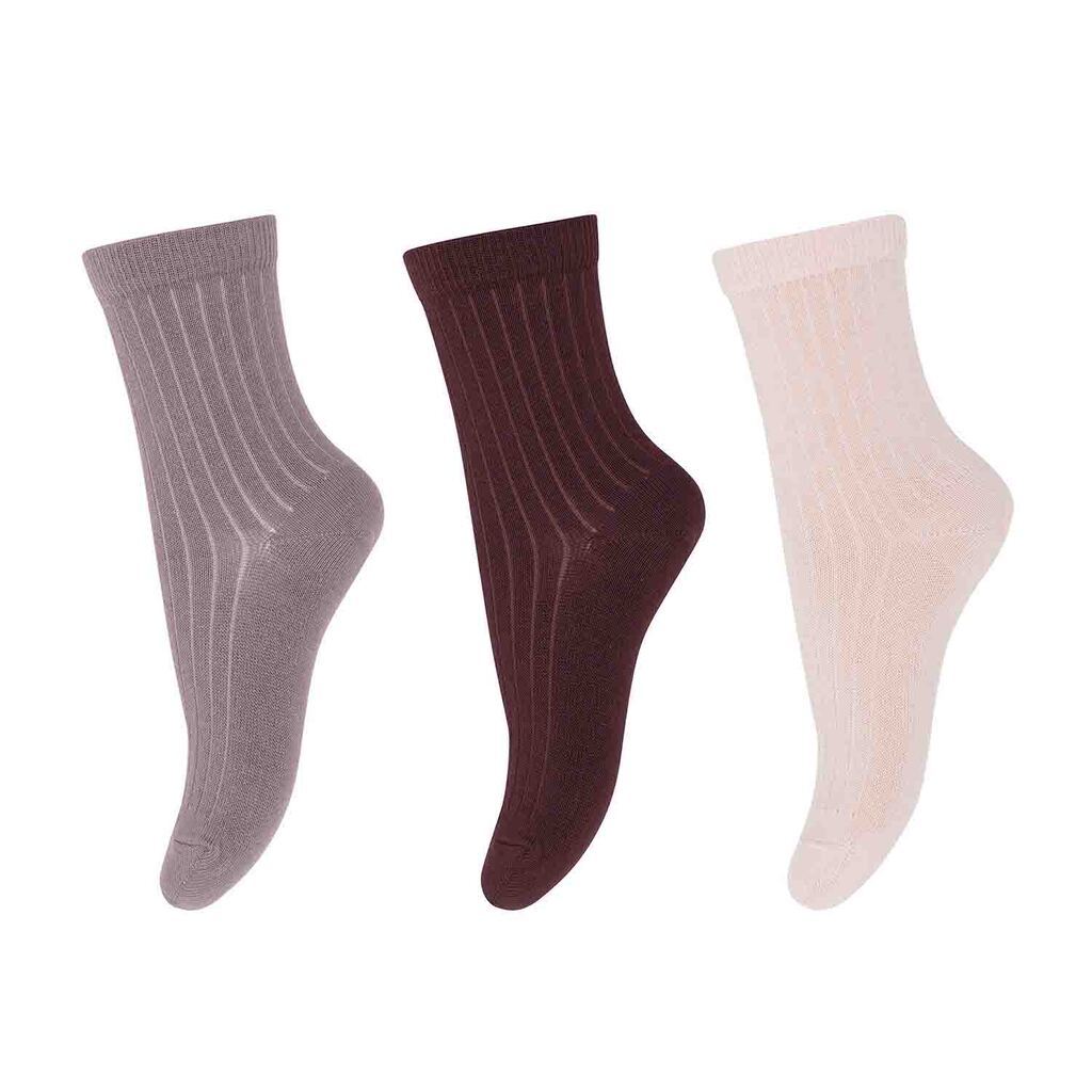 mp Denmark | Pigestrømper uld, rosa 3 pak