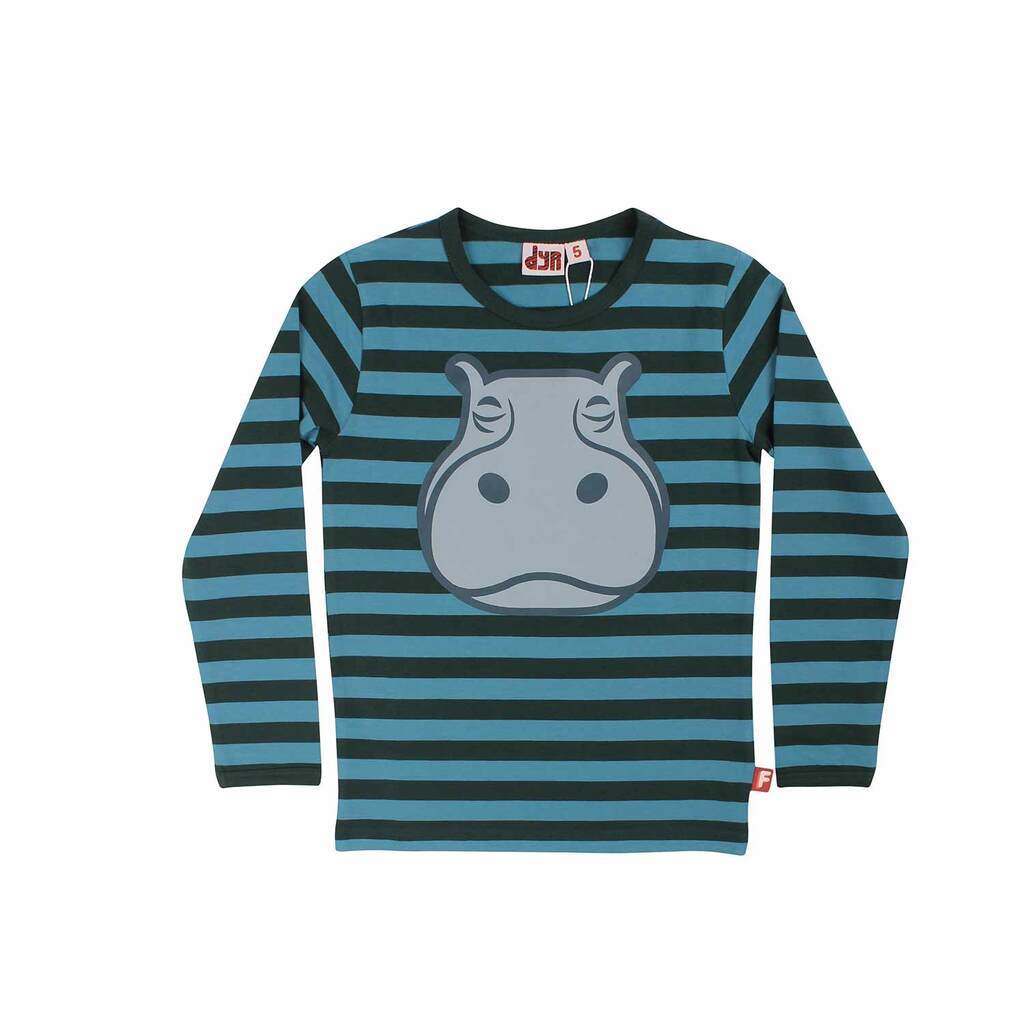 DYR | T-shirt med flodhest, blåstribet
