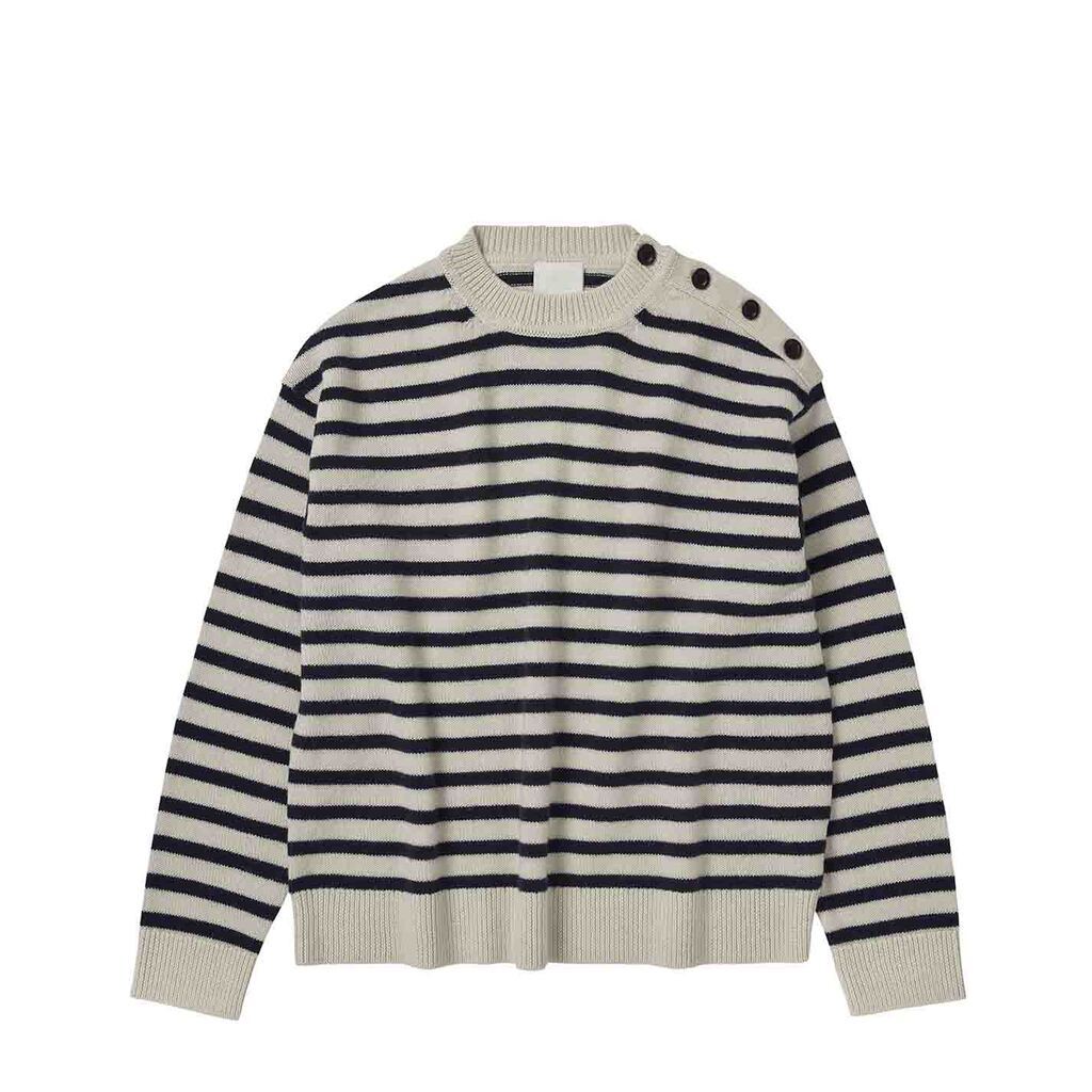 FUB Woman | Uld sweater stribet, mørkeblå