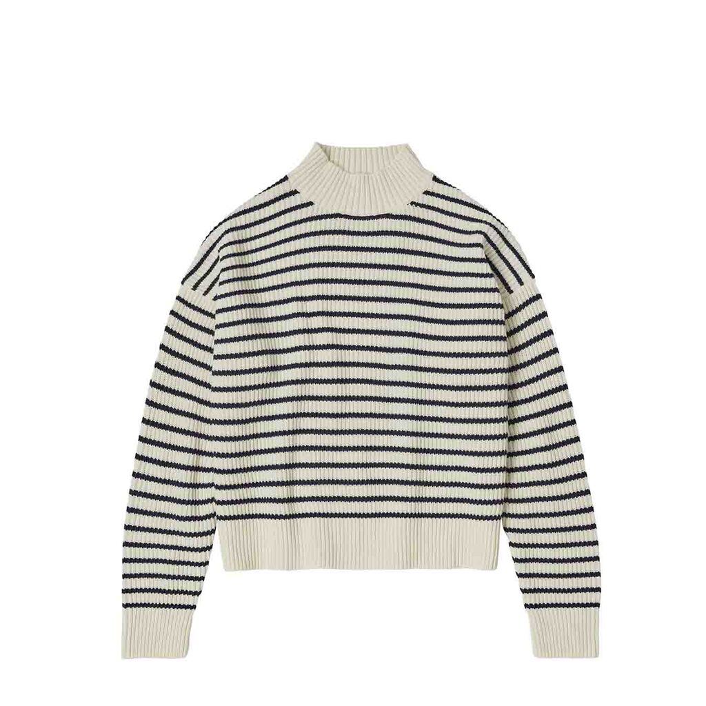 FUB Woman | Sweater stribet, mørkeblå