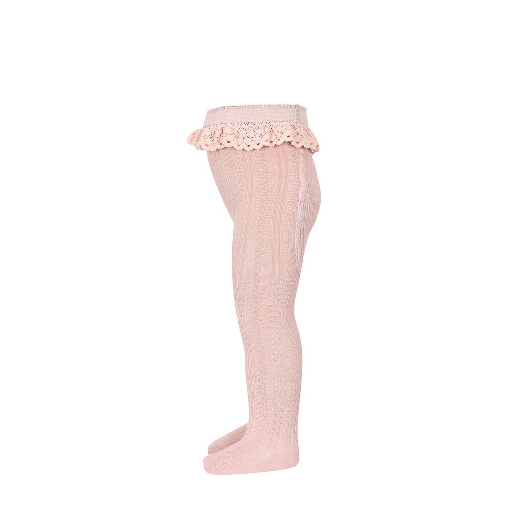 mp Denmark | Bomuldsstrømpebukser med blonde, rosa
