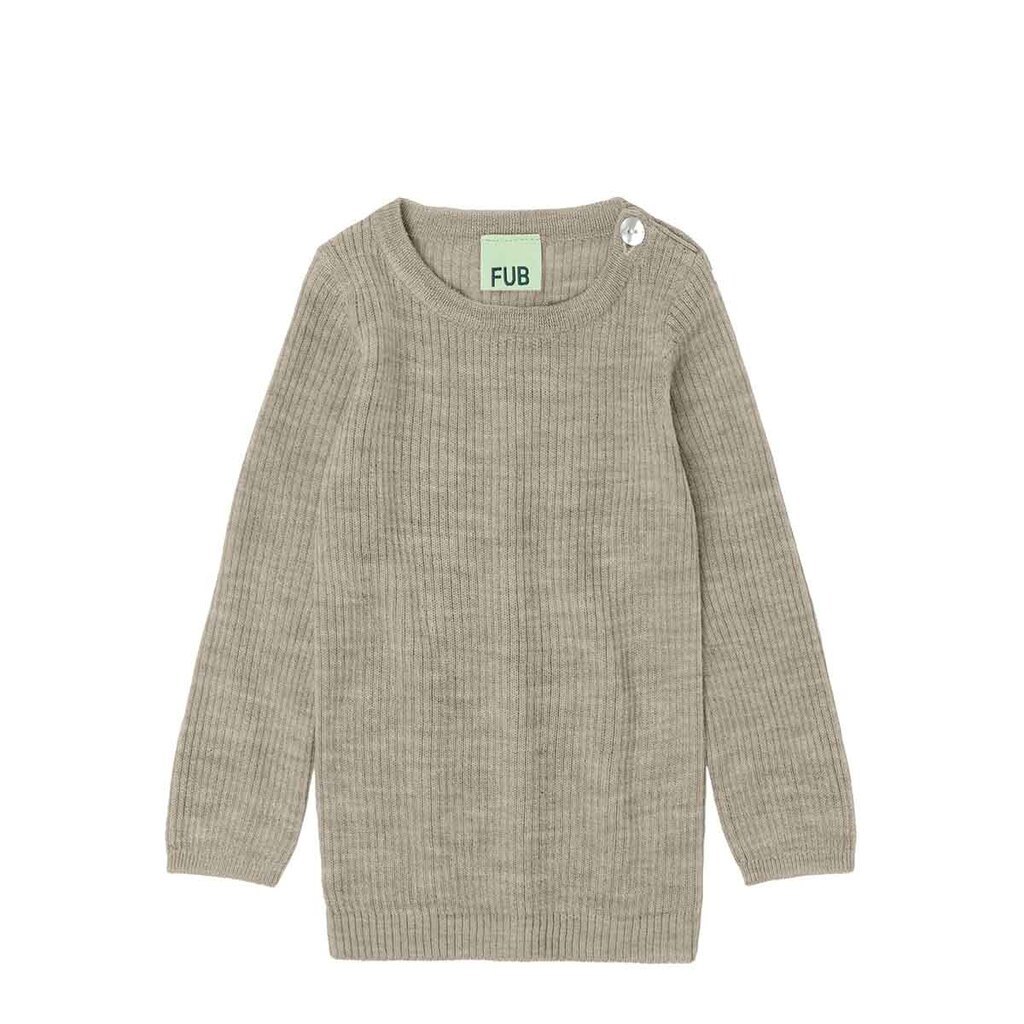 FUB | Baby uldtrøje i rib, beige melange