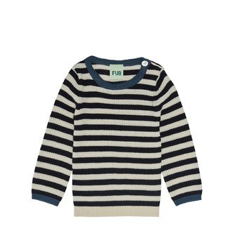 FUB | Baby uldtrøje i rib, ecry/dark navy