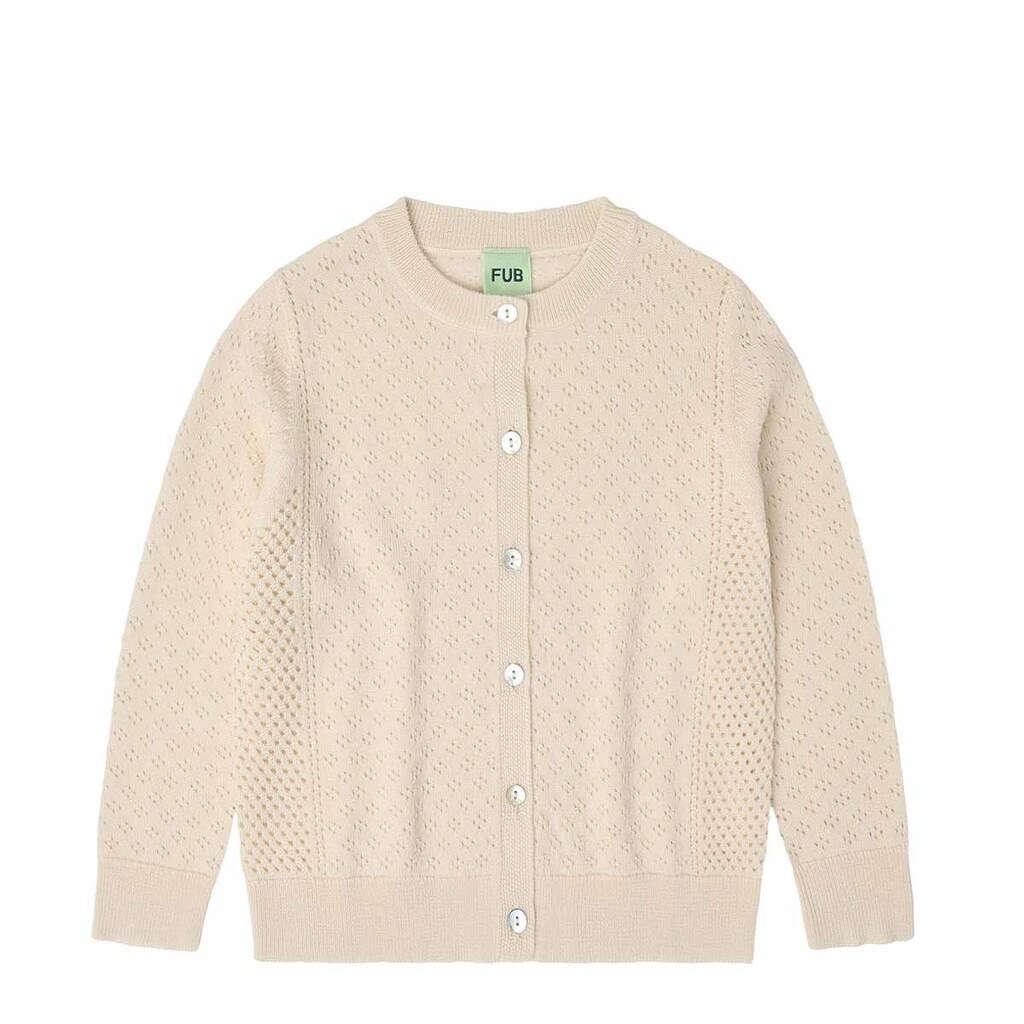 FUB | Uld cardigan pointelle, råhvid