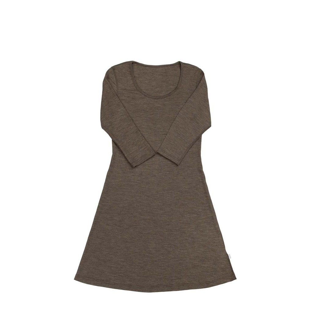 Joha | uld/silke kjole 3/4 ærme, brun melange