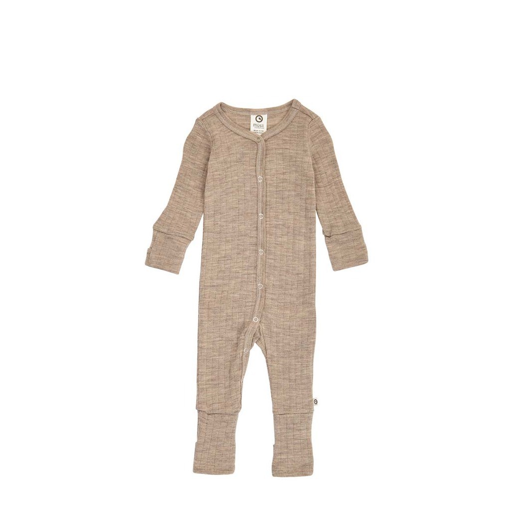 Müsli | Uld heldragt blød rib, beige melange