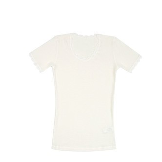 Joha | Uld T-shirt med blonde, råhvid