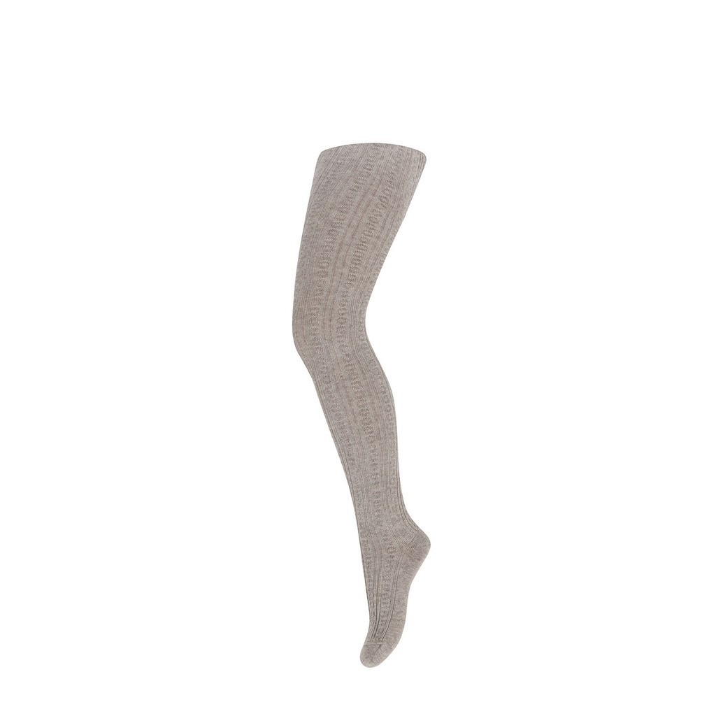 mp Denmark | Uld strømpebukser med mønster, beige melange