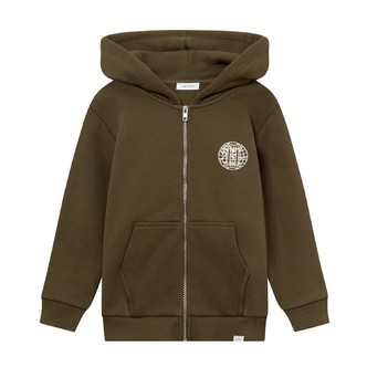 Les Deux | Hoodie Globe zipper, oliven