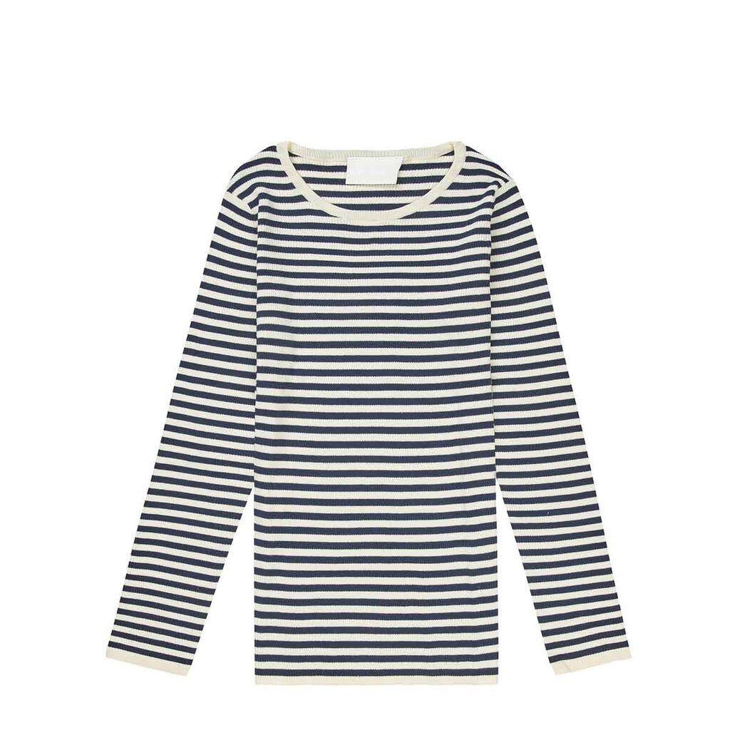 FUB Woman | Stribet rib bluse mørkeblå