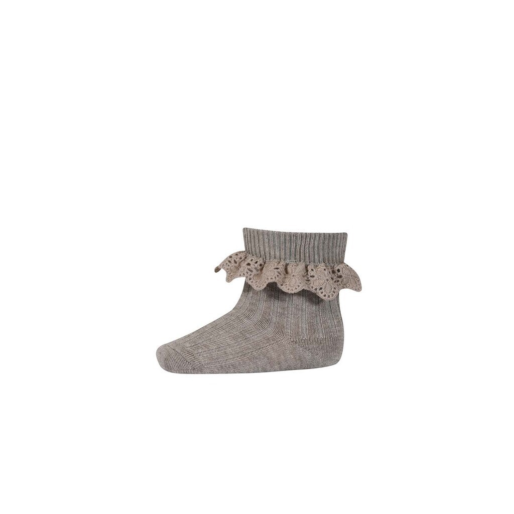 mp Denmark | Uld strømper med flæser, beige melange
