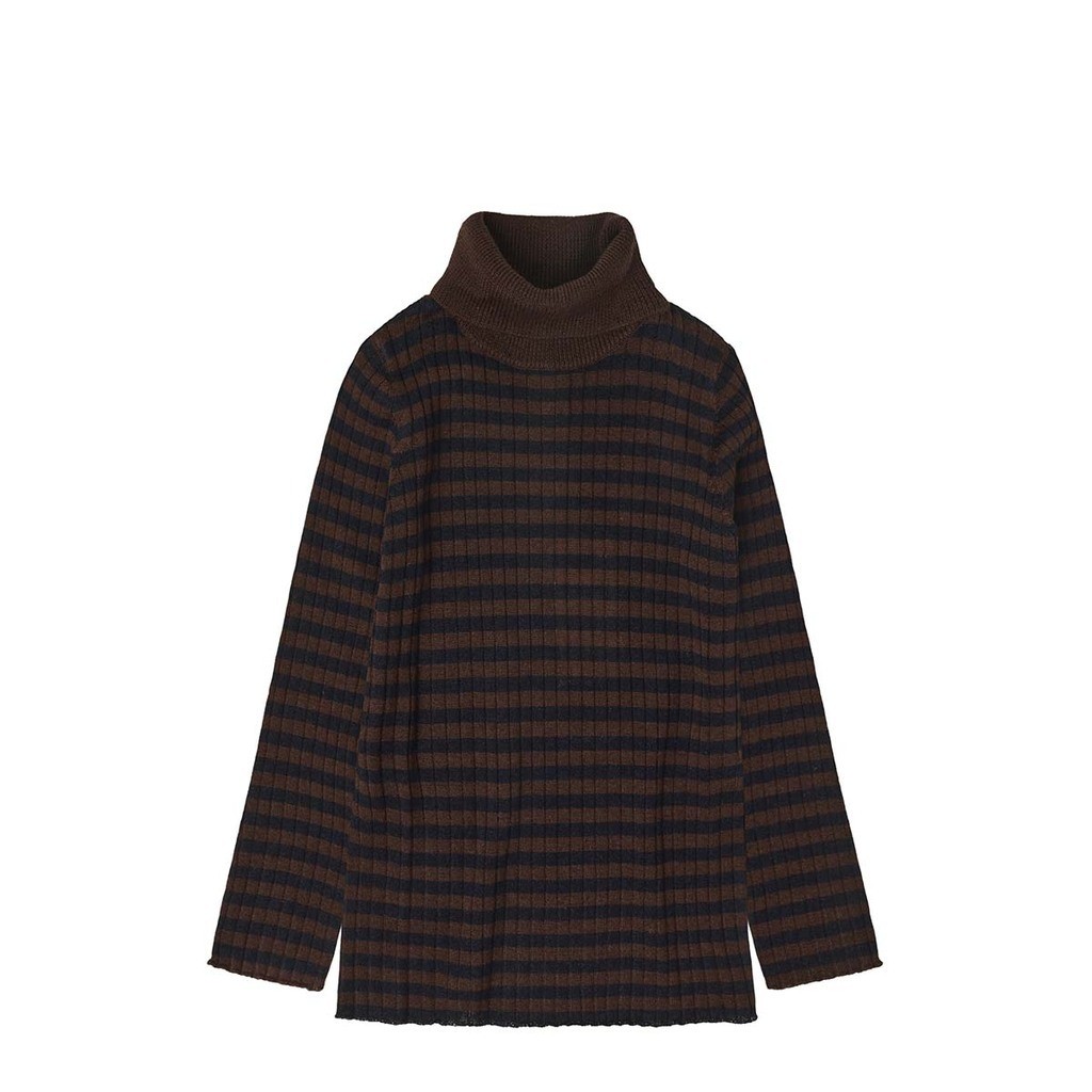 FUB | Rullekrave uld, blå og brun stribet
