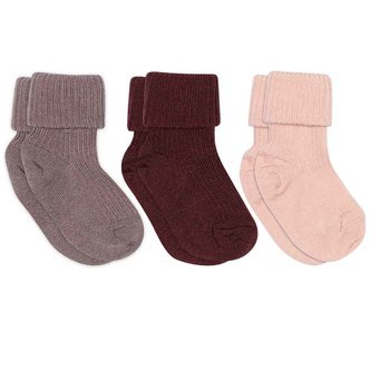 mp Denmark | Uld babystrømper 3 pak, rosa