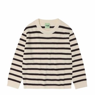 FUB | Trøje, stribet råhvid og brun