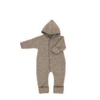 Engel | Uldheldragt i fleece, brun melange