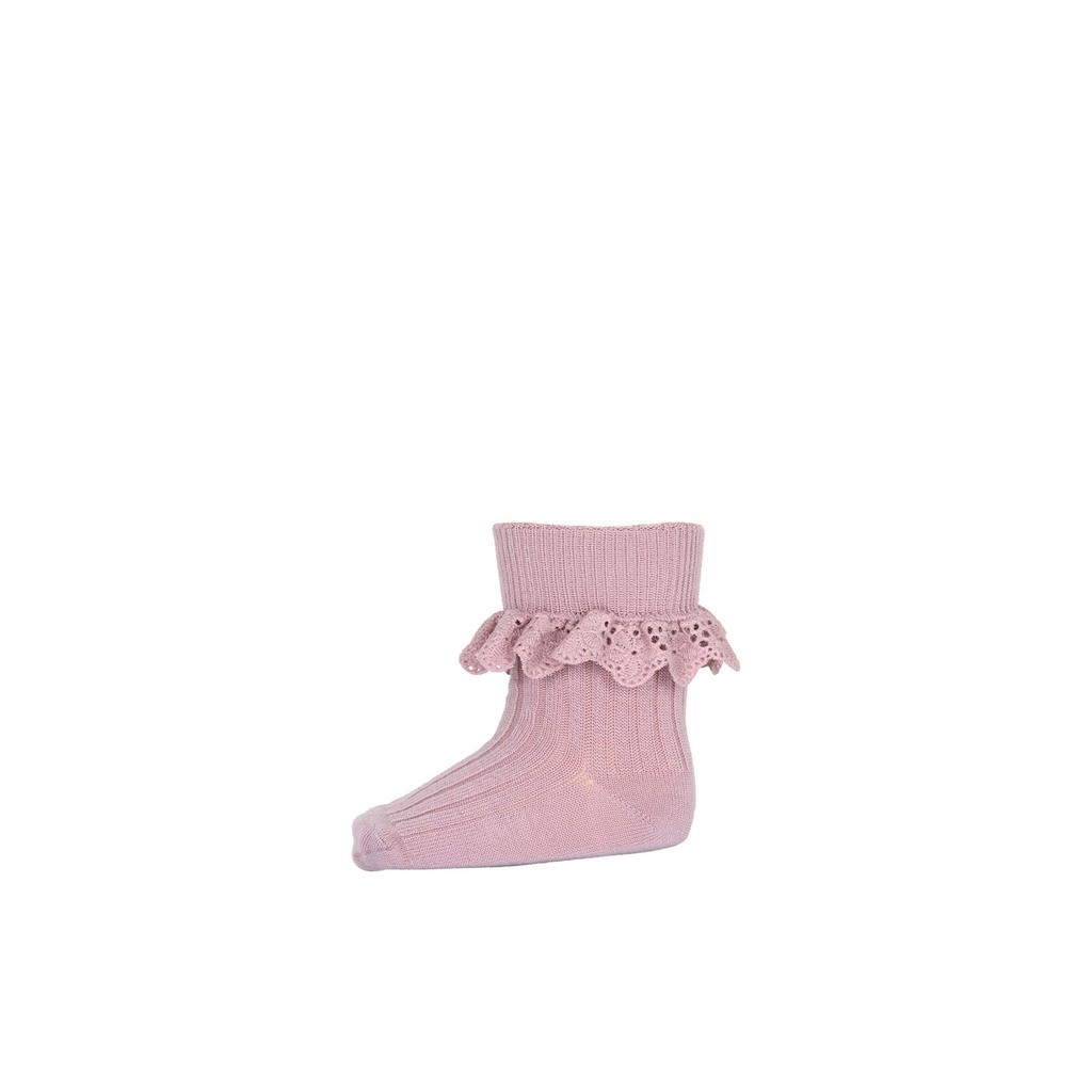 mp Denmark - Uld strømper med flæser, rosa