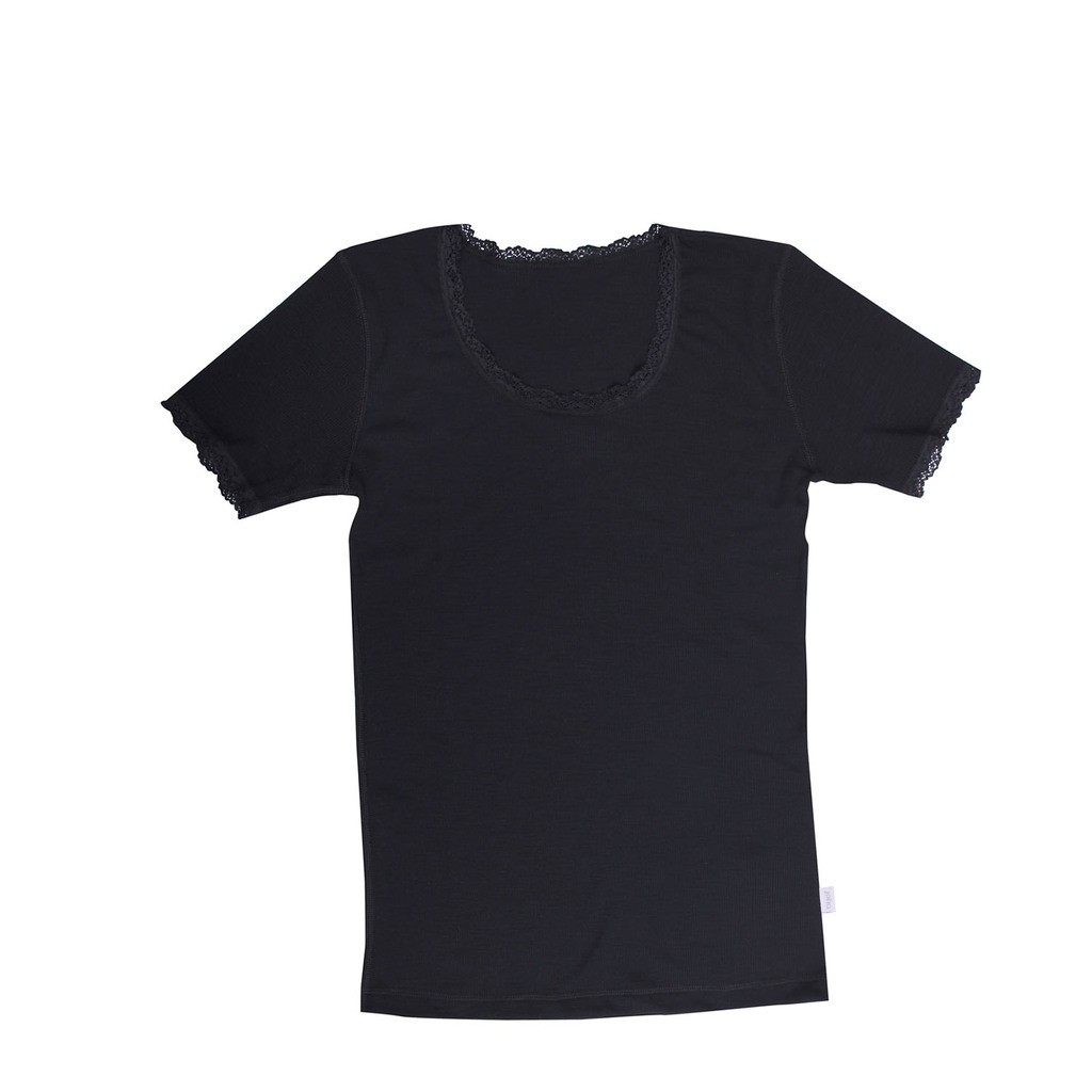 Joha | Uld T-shirt med blonde, sort