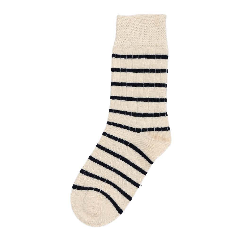 Bambus Sokker, Stripes Navy/Off White, Minipop