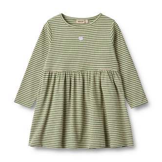 Sessa Kjole, Jersey, Elm Green Stripe, Wheat
