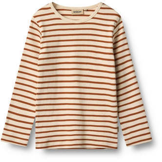 Stig Langærmet T-shirt, Warm Caramel Stripe, Wheat