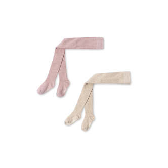 2-pak Glimmer Strømpebukser, Rose/Offwhite, Konges Sløjd