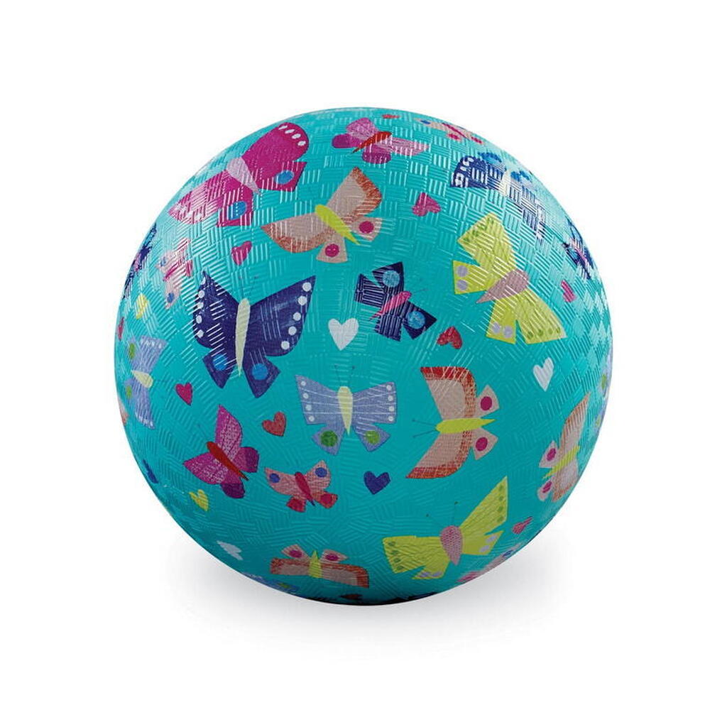 Gummibold, 13 cm, Lyseblå med Sommerfugle, Crocodile Creek