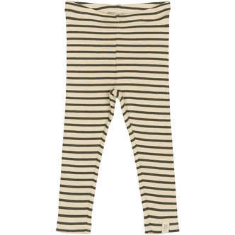 Leggings Modal Stripe, Green Leaf/Off White, Petit Piao