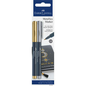2 Metallic Tusser, Guld og Sølv, Faber-Castell