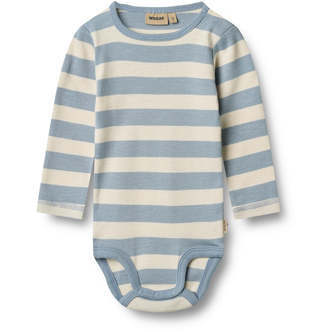 Freddie Langærmet Bodystocking, Calm Blue Stripe, Wheat