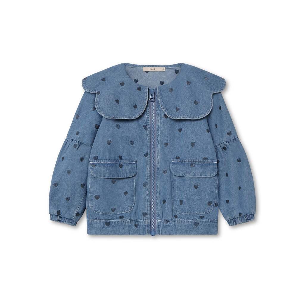 Donna Denim Bomber Jakke, Light Denim Blue, Fliink