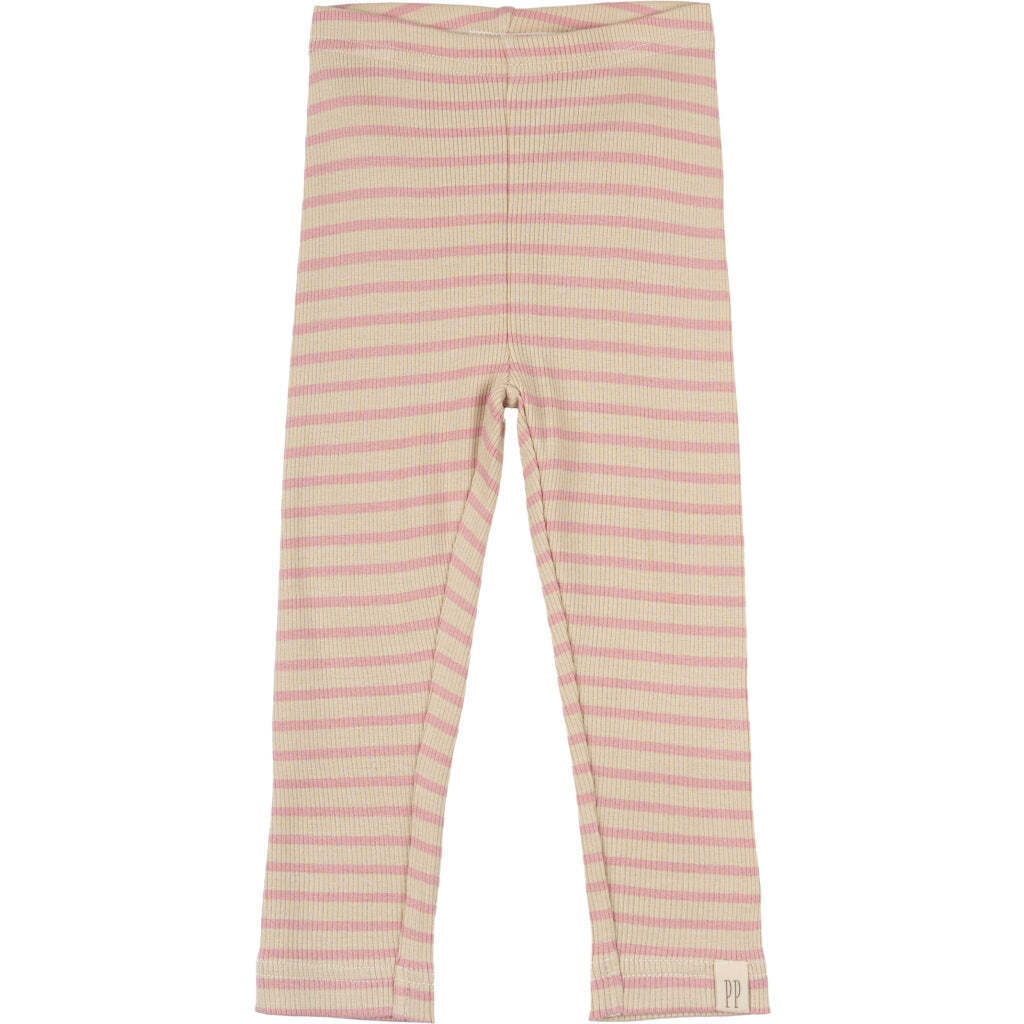 Stribet Leggings, Bright Rose/Dark Off White, Petit Piao