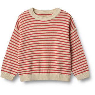 Leise Strik Pullover, Red Stripe, Wheat