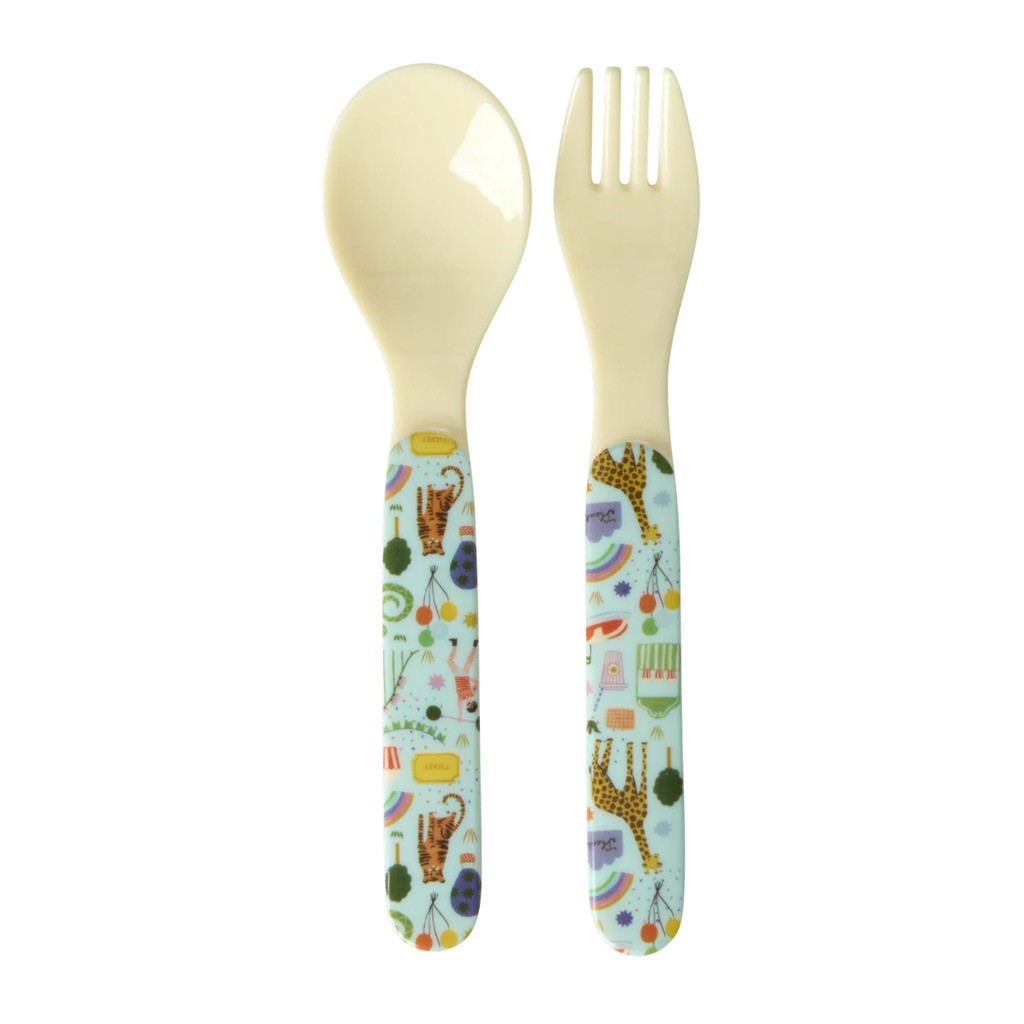 Babyske og gaffel, Mint, Fun Fair Print, Rice