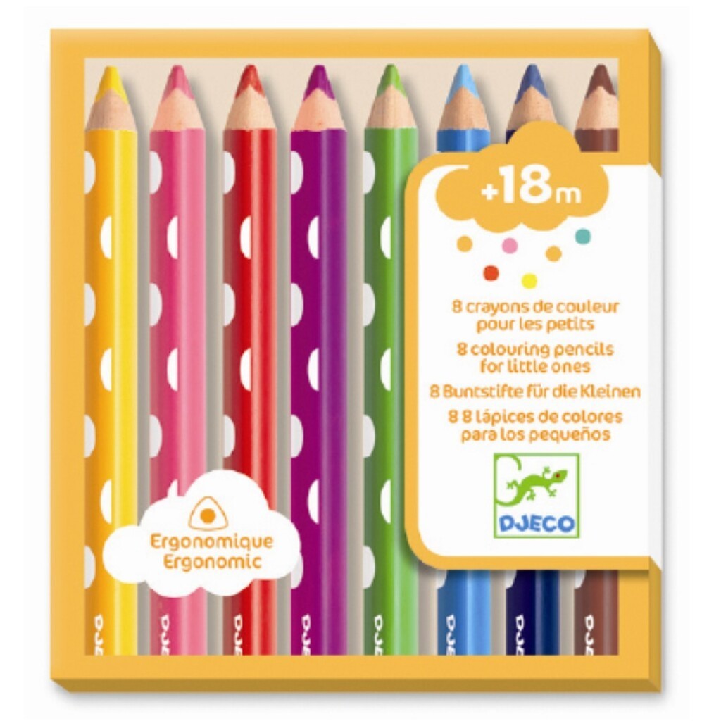Tykke Farveblyanter, 8 Farver, Djeco