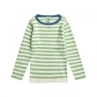 Rib Bluse, Ecru/Emerald, FUB