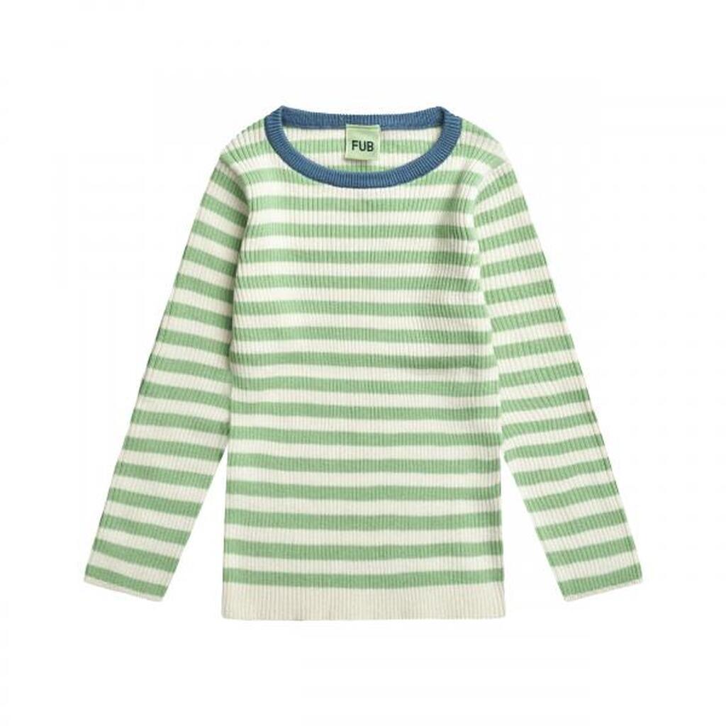 Rib Bluse, Ecru/Emerald, FUB