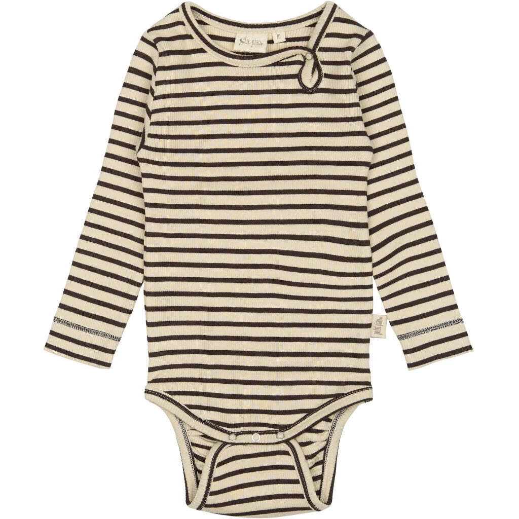 Body Modal Stripe, Coffee Bean/Off White, Petit Piao