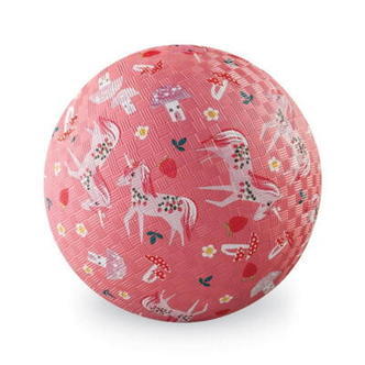 Gummibold, 13 cm, Lyserød med Enhjørning, Crocodile Creek