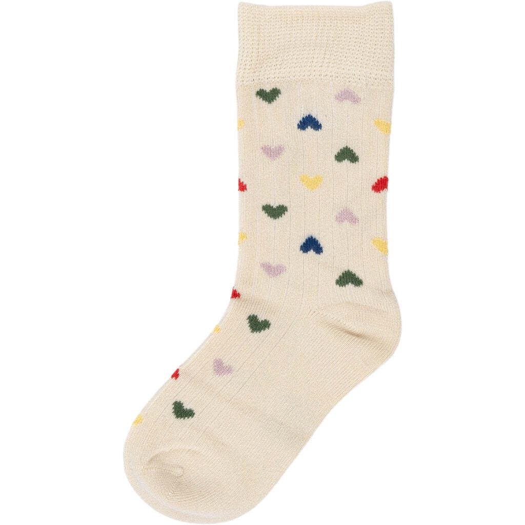 Hjerte Bambus Sokker, Off White Heart, Minipop