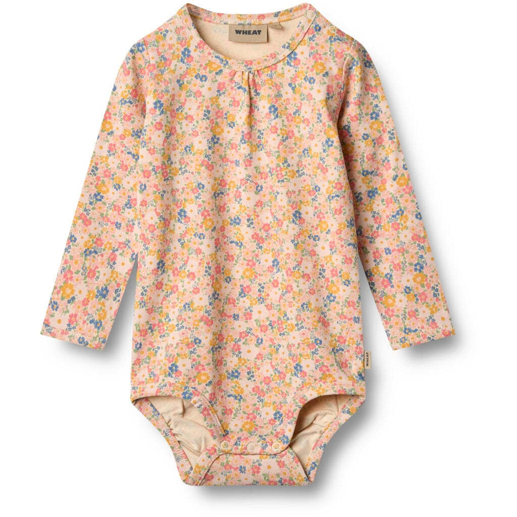 Liv Langærmet Bodystocking, Multi Flowers, Wheat