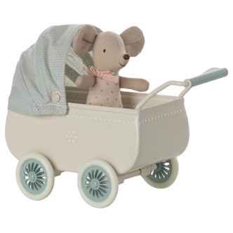 Barnevogn med Baby Mus, Mint, Maileg