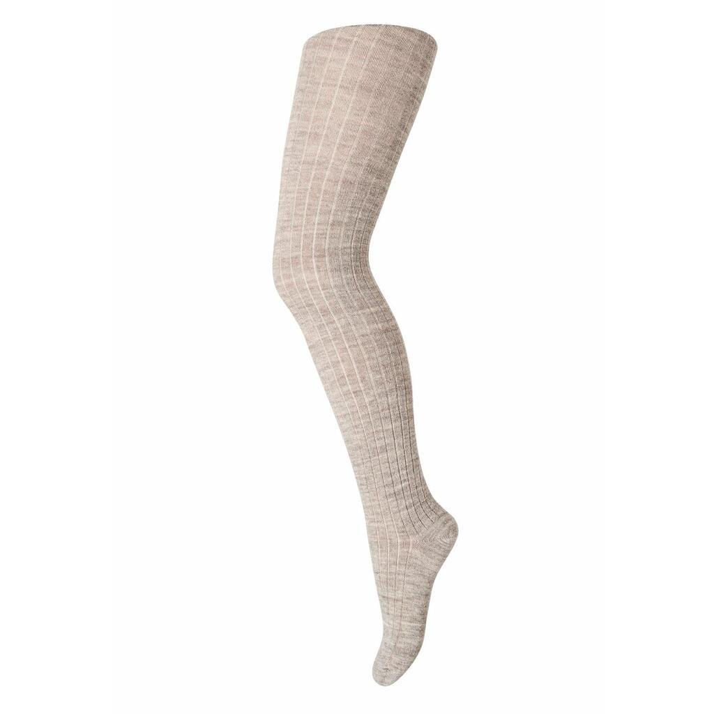 Uld Rib Strømpebukser, Light Brown Melange, MP Denmark