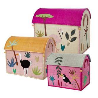 Raffia Opbevaringshus, Jungle Theme Pink, Rice
