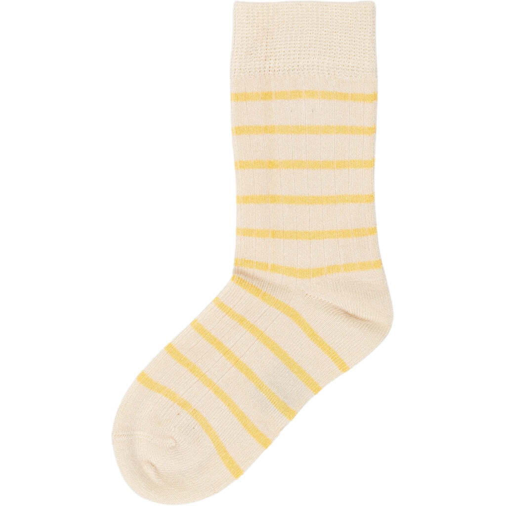 Stripet Bambus Sokker, Yellow Sun/Dark Off White, Minipop