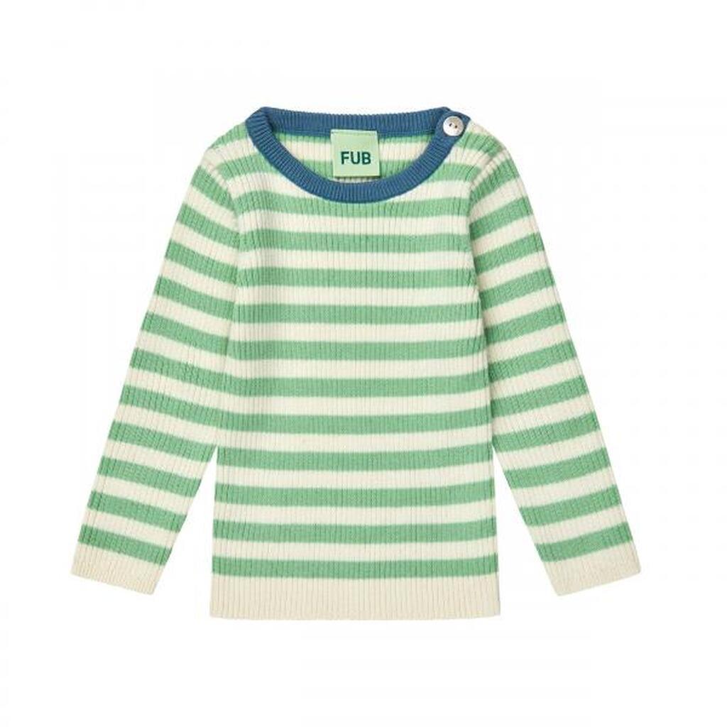 Baby Rib Bluse, Ecru/Emerald, FUB
