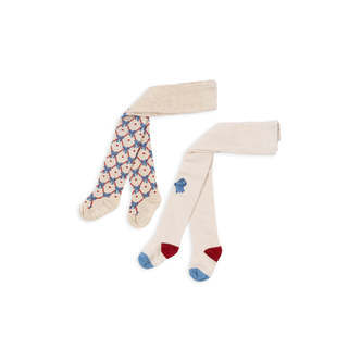 2-pak Jaquard Tights, Bow Mix, Konges Sløjd