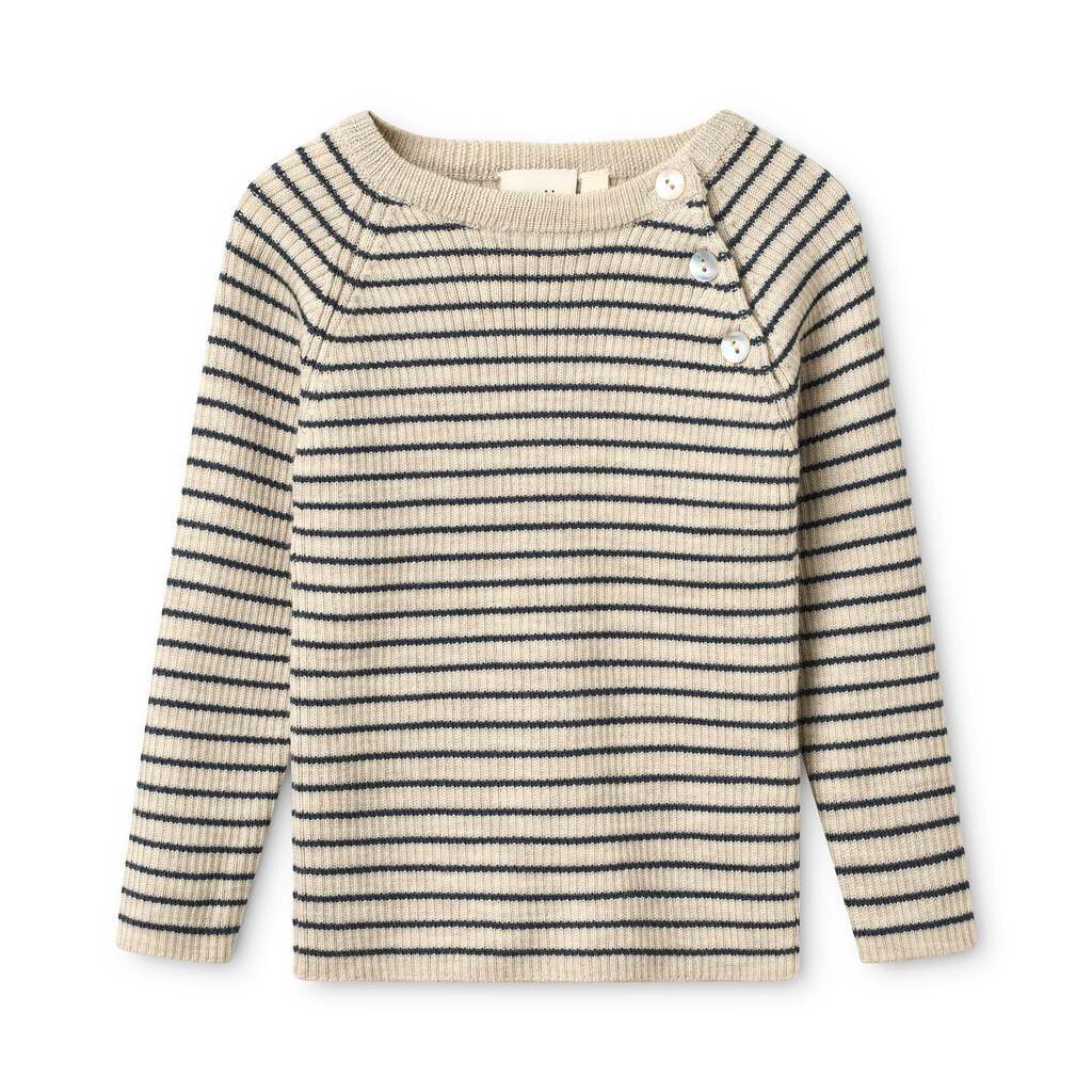 Flye Sweater Uld, Oat mel/Navy, Flöss