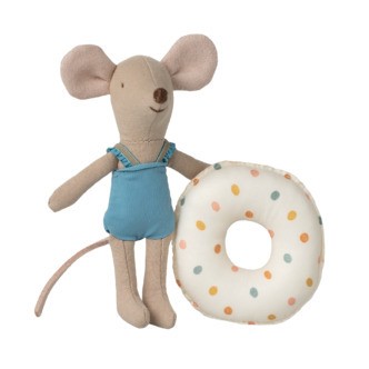 Strandmus Med Badering, Multi Prikker, Lillesøster, Maileg