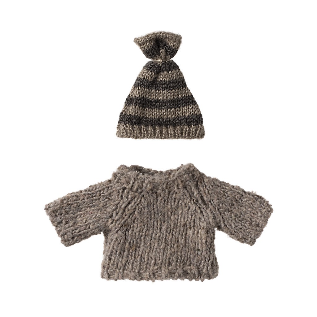 Strikket Sweater og Hue, Storebror Mus, Maileg